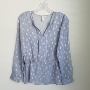 H&M Light Grayish Blue  Polka Dot Sheer Blouse